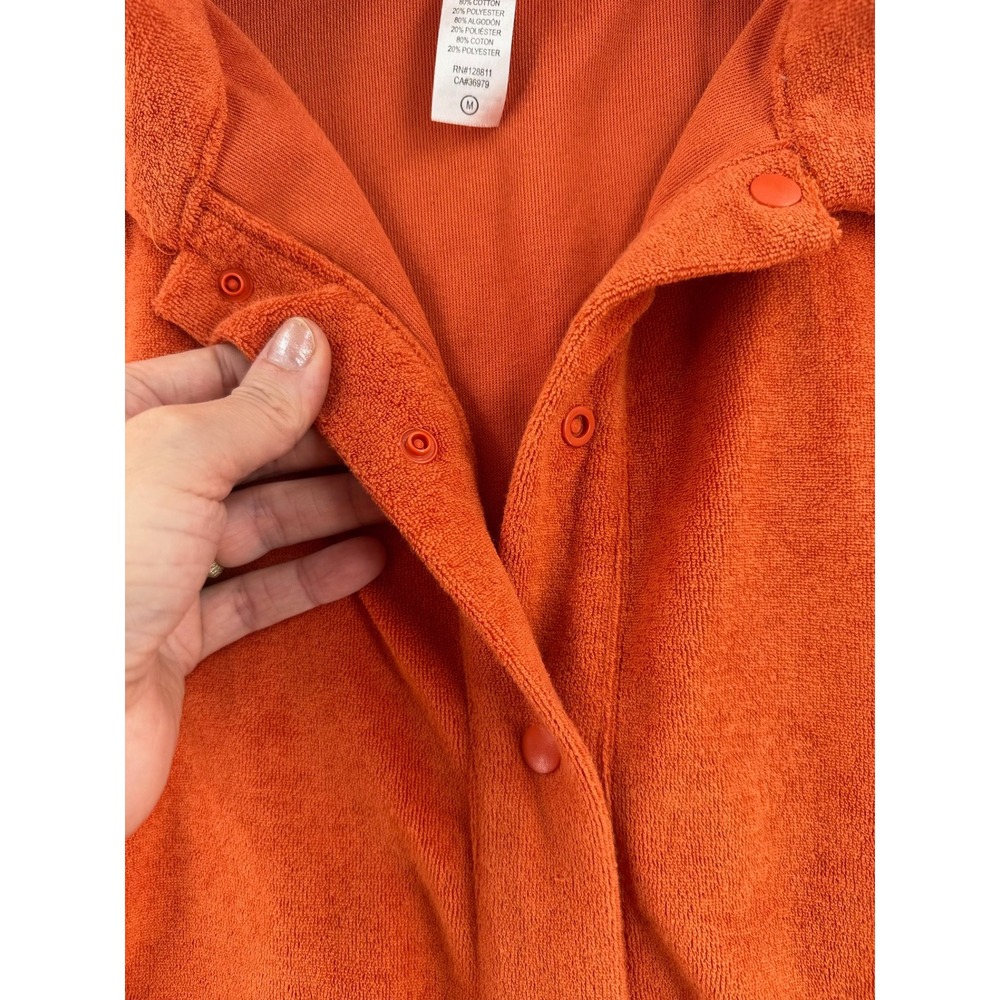 Beach Riot Gia - Terry Cloth Snap Front Belted Romper - Orange - M - Women - Picture 6 of 9